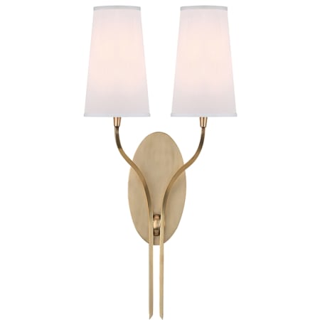 Hudson Valley Lighting Rutland 2 Light 25" Tall Wall Sconce Aged Brass / White Silk Shades