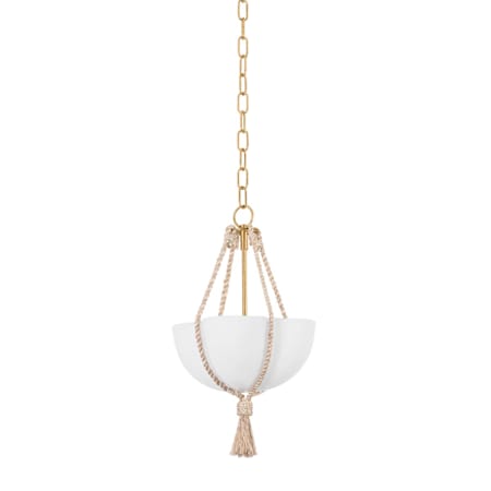 Hudson Valley Lighting Amberley 12" Wide Mini Pendant with Matte Opal Glass Shade Vintage Gold Leaf