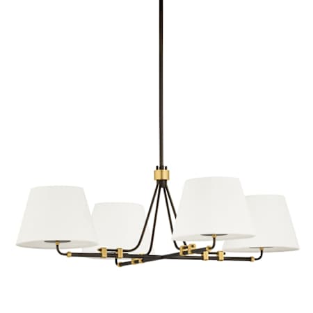 Hudson Valley Lighting Crown Heights 4 Light 46" Wide Chandelier with Linen Shades Aged Brass / Distressed Bronze