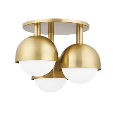 Hudson Valley Lighting Foster 3 Light 19" Wide Flush Mount Globe Ceiling Fixture Aged Brass