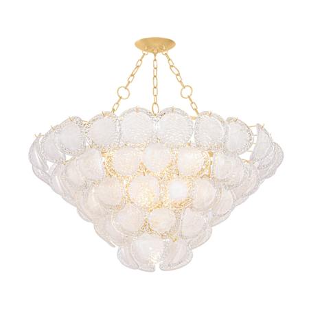 Hudson Valley Lighting Cedar Hill 17 Light 47" Wide Waterfall Chandelier with Piastre Glass Shades Vintage Gold Leaf