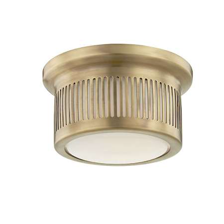 Hudson Valley Lighting Bangor Single Light 6" Wide Integrated LED Flush Mount Drum Ceiling Fixture / Wall Sconce Aged Brass