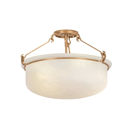 Hudson Valley Lighting Lowerre 3 Light 22" Wide Semi-Flush Bowl Ceiling Fixture with Matte Cloud Glass Shade Patina Gold Leaf