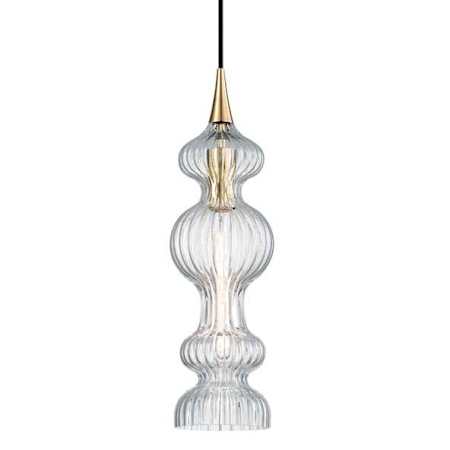 Hudson Valley Lighting Pomfret Single Light 6" Wide Mini Pendant Aged Brass / Clear