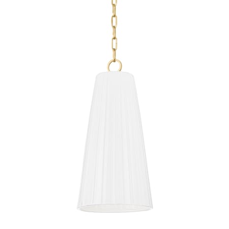 Hudson Valley Lighting Treman 10" Wide Pendant Aged Brass / Ceramic Gloss White