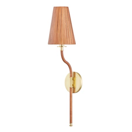 Hudson Valley Lighting Atwood 25" Tall Wall Sconce with Rattan Shade Aged Brass