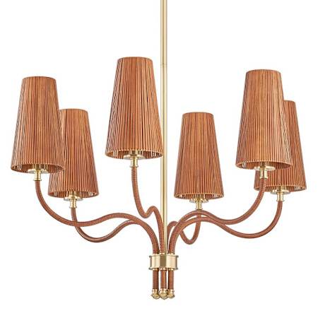 Hudson Valley Lighting Atwood 6 Light 30" Wide Chandelier with Rattan Shades Aged Brass