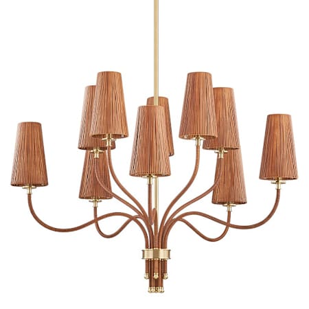 Hudson Valley Lighting Atwood 10 Light 40" Wide Chandelier with Rattan Shades Aged Brass