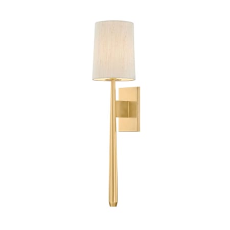 Hudson Valley Lighting Bridgeton 26" Tall Wall Sconce with Raw Silk Shade Aged Brass