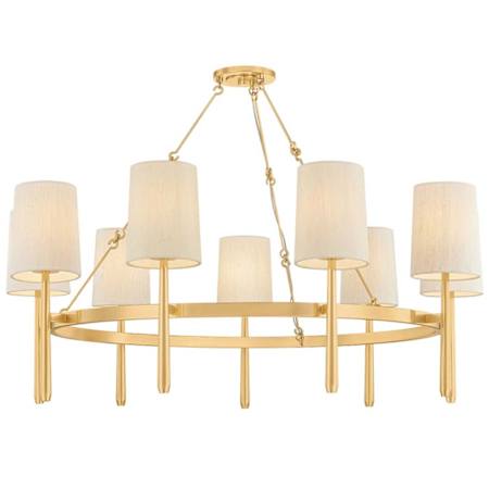 Hudson Valley Lighting Bridgeton 9 Light 46" Wide Chandelier with Raw Silk Shades Aged Brass