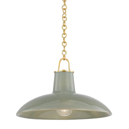 Hudson Valley Lighting Pottersville 18" Wide Pendant Aged Brass / Ceramic Moss Crackle