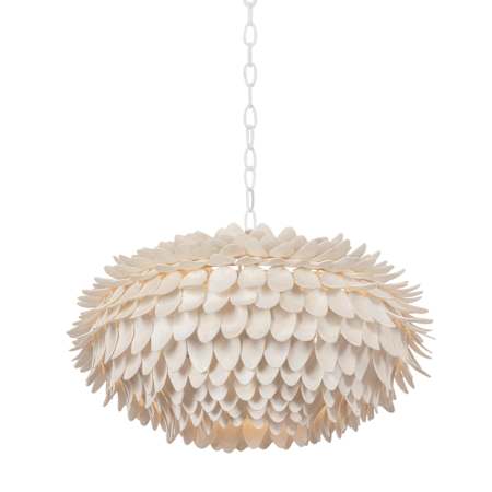 Hudson Valley Lighting Alsen 3 Light 26" Wide Pendant with Coco Shell Shade White Plaster
