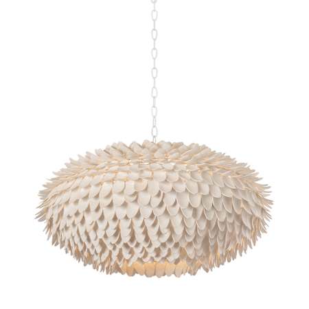 Hudson Valley Lighting Alsen 6 Light 37" Wide Pendant with Coco Shell Shade White Plaster