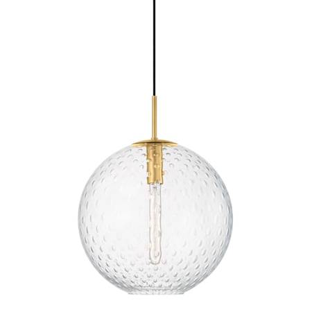 Hudson Valley Lighting Rousseau Single Light 16" Wide Pendant Aged Brass / Clear