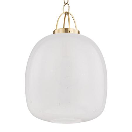 Hudson Valley Lighting Enosburg 16" Wide Pendant with Cloudy Seedy Glass Shade Aged Brass