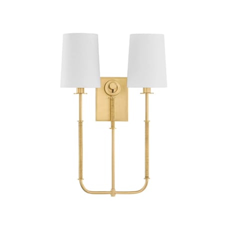 Hudson Valley Lighting Glenmont 2 Light 21" Tall Wall Sconce with Linen Shades Aged Brass