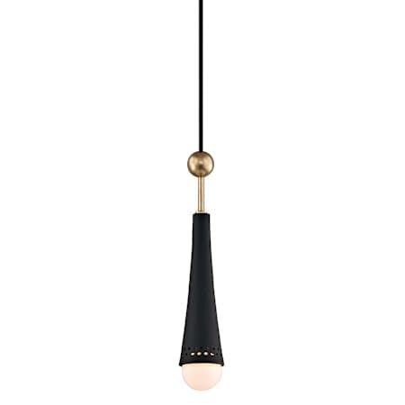 Hudson Valley Lighting Tupelo Single Light 3" Wide LED Mini Pendant Aged Brass / Black