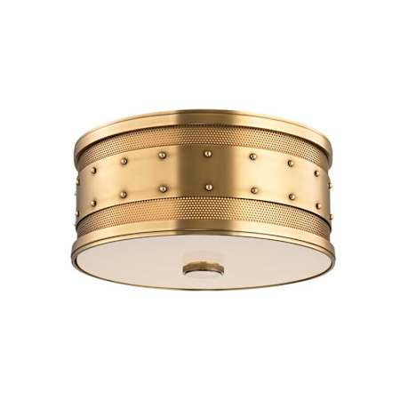 Hudson Valley Lighting Gaines 2 Light 12" Wide Flush Mount Drum Ceiling Fixture Aged Brass