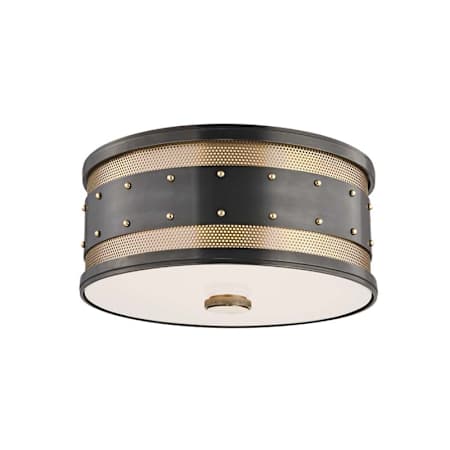 Hudson Valley Lighting Gaines 2 Light 12" Wide Flush Mount Drum Ceiling Fixture Aged Old Bronze