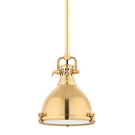 Hudson Valley Lighting Pelham Single Light 8" Wide Mini Pendant Aged Brass