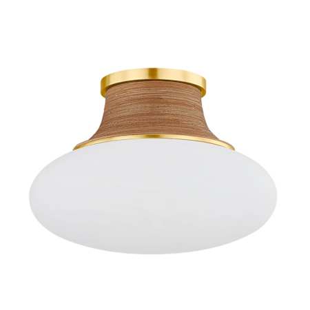 Hudson Valley Lighting Pearl river 15" Wide Semi-flush Ceiling Fixture Aged Brass