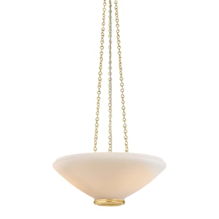 Hudson Valley Lighting Awosting 3 Light 17" Wide Pendant with Matte Opal Glass Shade Aged Brass