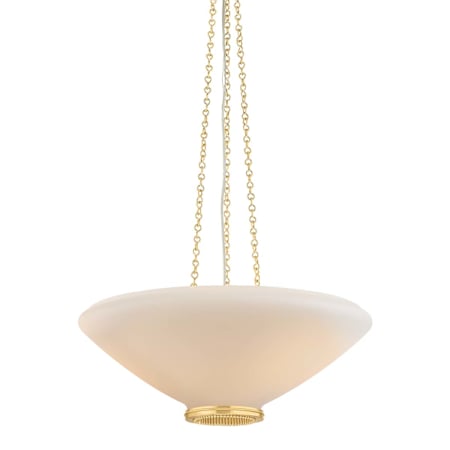 Hudson Valley Lighting Awosting 3 Light 22" Wide Pendant with Matte Opal Glass Shade Aged Brass