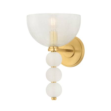 Hudson Valley Lighting Bloomvale 12" Tall Wall Sconce with Clear Glass Shade Aged Brass