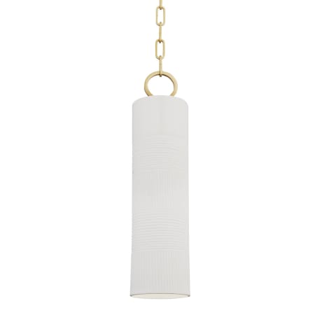Hudson Valley Lighting Brookville 5" Wide Mini Pendant Aged Brass / White