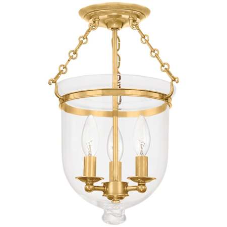 Hudson Valley Lighting Hampton 3 Light 10" Wide Semi-Flush Ceiling Fixture Aged Brass