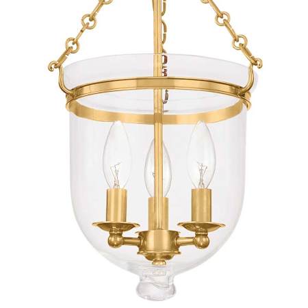 Hudson Valley Lighting Hampton 3 Light 10" Wide Semi-Flush Ceiling Fixture Aged Brass