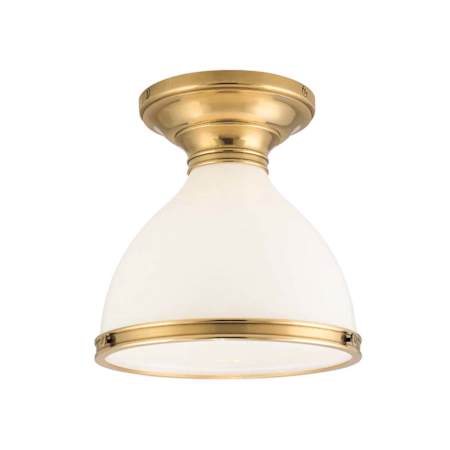 Hudson Valley Lighting Randolph Single Light 10" Wide Semi-Flush Ceiling Fixture Aged Brass