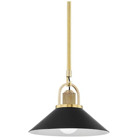 Hudson Valley Lighting Syosset 12" Wide Pendant Aged Brass / Black
