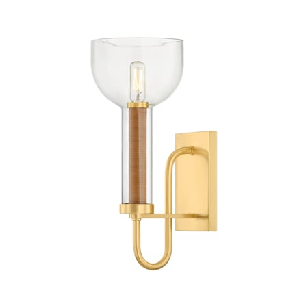 Hudson Valley Lighting Narrowsburg 15" Tall Wall Sconce with Clear Glass Shade Aged Brass