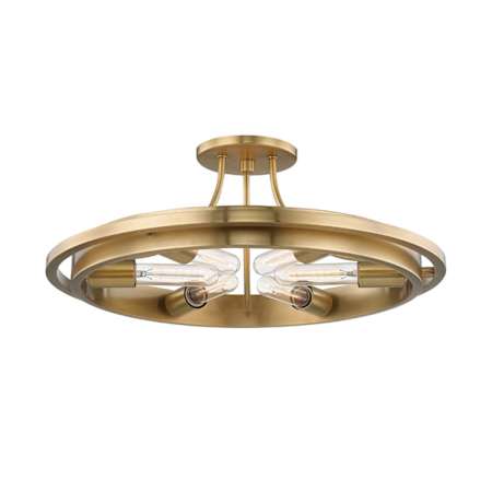 Hudson Valley Lighting Chambers 6 Light 21" Wide Semi-Flush Ceiling Fixture Aged Brass