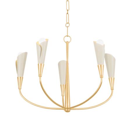Hudson Valley Lighting Montrose 5 Light 30" Wide Chandelier Vintage Gold Leaf / Soft Sand