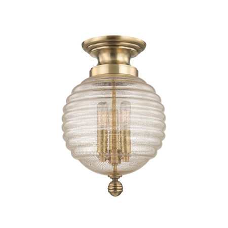 Hudson Valley Lighting Coolidge 3 Light 10" Wide Semi-Flush Globe Ceiling Fixture Aged Brass