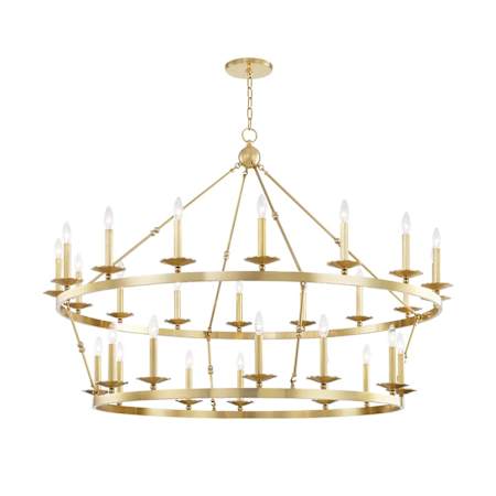 Hudson Valley Lighting Allendale 28 Light 58" Wide Two-Tier Candle Chandelier Aged Brass