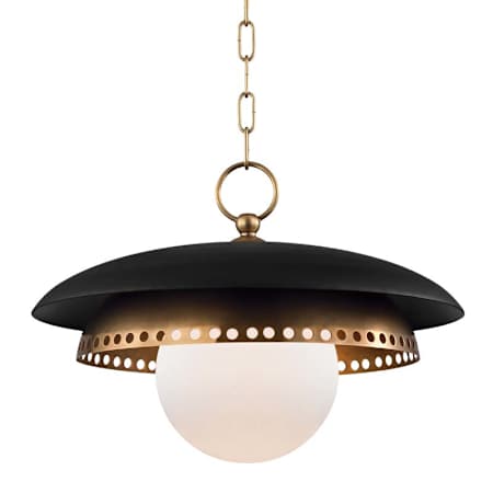 Hudson Valley Lighting Herkimer Single Light 18" Wide Pendant Aged Brass / Black