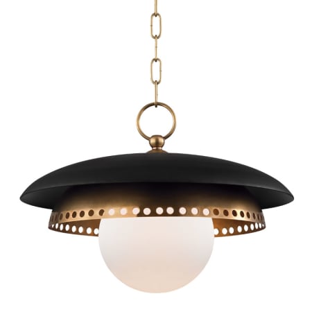 Hudson Valley Lighting Herkimer Single Light 18" Wide Pendant Aged Brass / Black