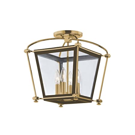 Hudson Valley Lighting Hollis 4 Light 13" Wide Semi-Flush Ceiling Fixture Aged Brass