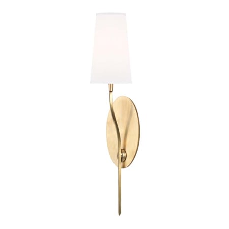 Hudson Valley Lighting Rutland Single Light 26" Tall Wall Sconce Aged Brass / White Silk Shades