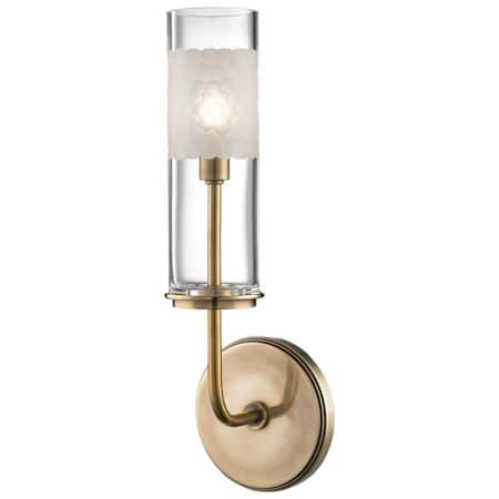 Hudson Valley Lighting Wentworth Single Light 14" Tall Bathroom Sconce Aged Brass