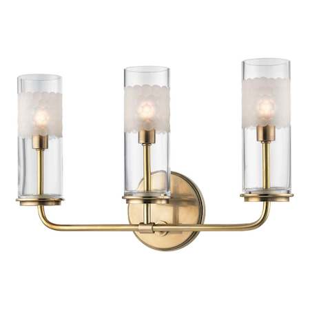 Hudson Valley Lighting Wentworth 3 Light 16" Wide Bathroom Vanity Light Aged Brass