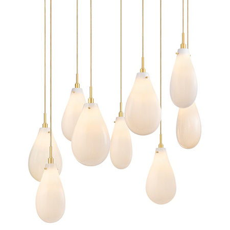 Hudson Valley Lighting Ironwood 9 Light 30" Wide Multi Light Pendant with Seedy Opal Glass Shades Aged Brass