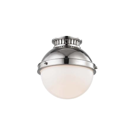 Hudson Valley Lighting Latham Single Light 10" Wide Flush Mount Globe Ceiling Fixture Polished Nickel