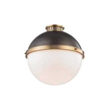 Hudson Valley Lighting Latham Single Light 15" Wide Flush Mount Globe Ceiling Fixture Aged / Antique Distressed Bronze