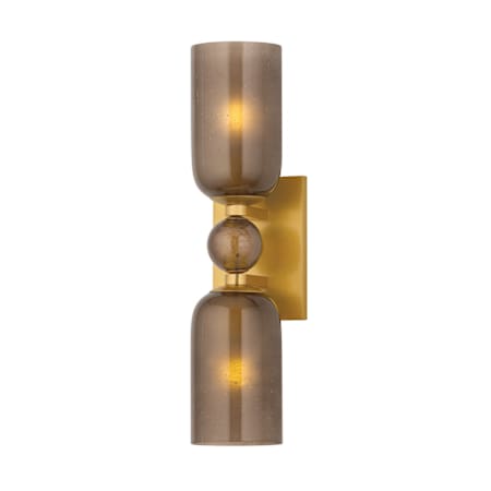 Hudson Valley Lighting Hurleyville 2 Light 17" Tall Wall Sconce with Bronze Seedy Glass Shades Aged Brass