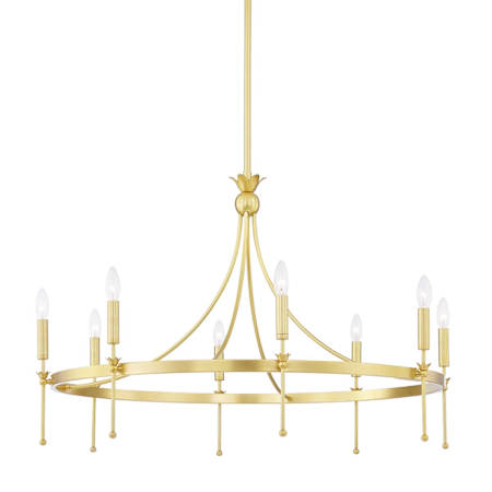 Hudson Valley Lighting Gates 8 Light 39" Wide Taper Candle Chandelier Aged Brass