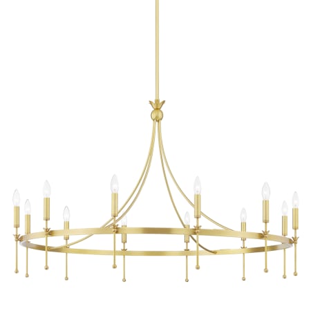 Hudson Valley Lighting Gates 12 Light 51" Wide Taper Candle Chandelier Aged Brass